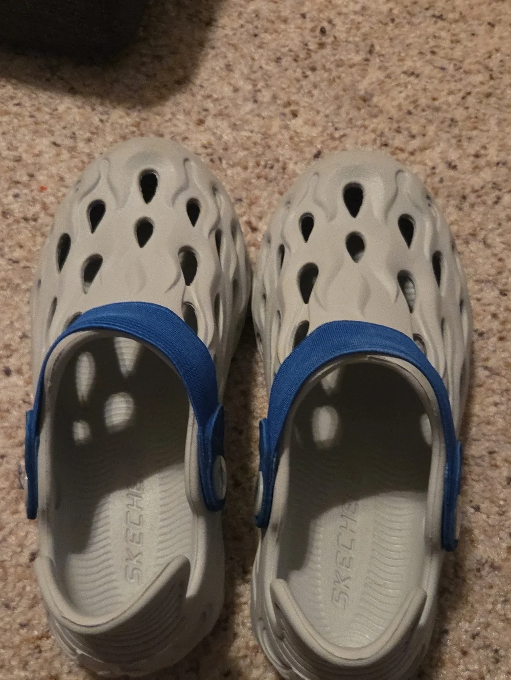 Skechers Light Gray Kids Sandals with Blue Strap